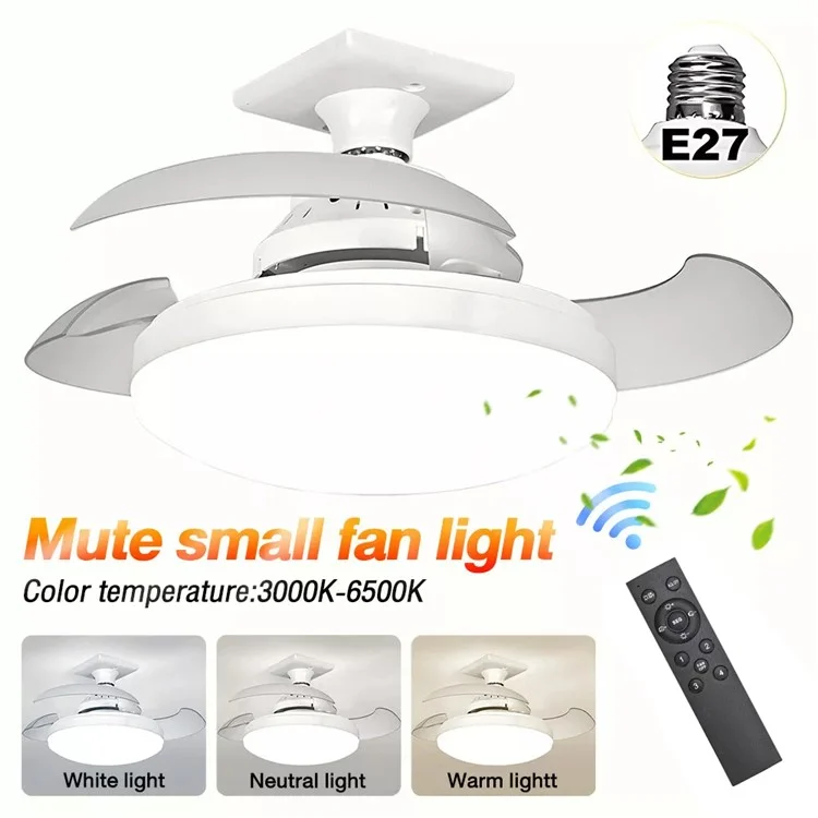 Remote / APP Control E27 Base 3 Speeds Hidden Blade Fan Light 48W Dimmable Household Ceiling Lamp