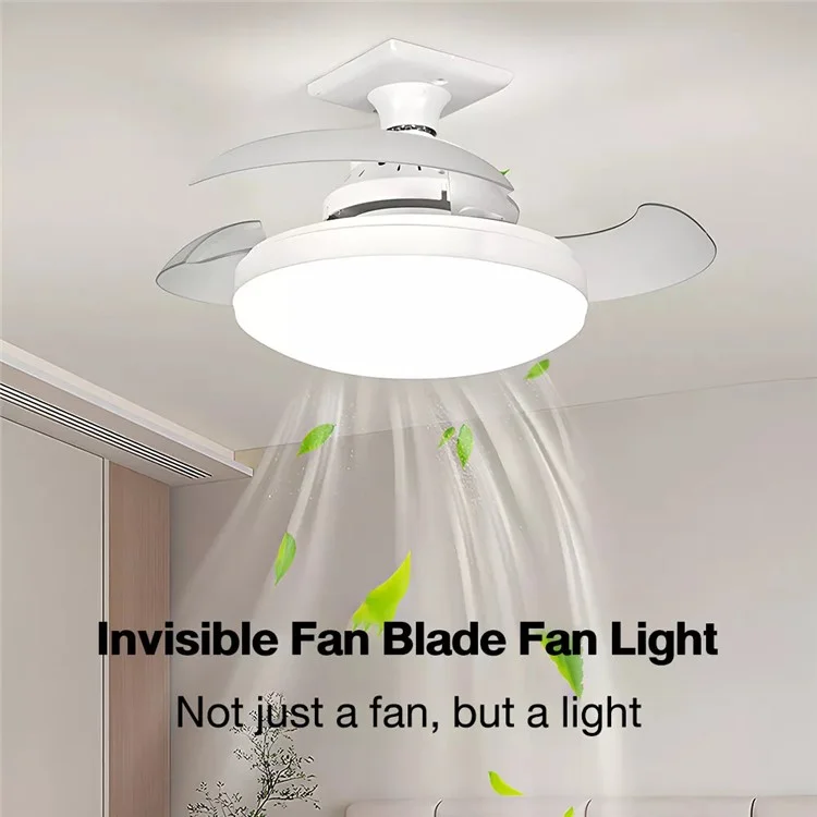 Remote / APP Control E27 Base 3 Speeds Hidden Blade Fan Light 48W Dimmable Household Ceiling Lamp
