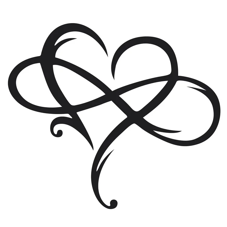 Décoration murale en métal Cœur 30 x 25 cm, Panneau Signe Amour Infini pour Chambre - Noir