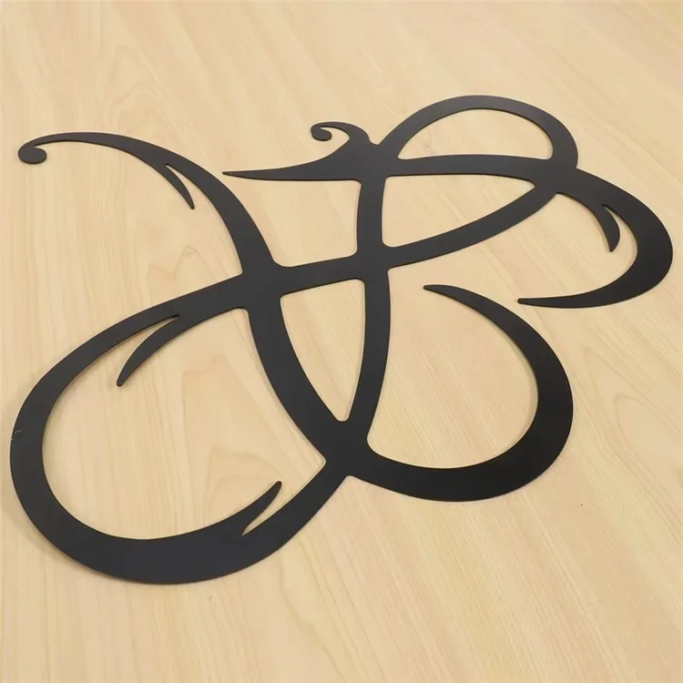 Décoration murale en métal Cœur 30 x 25 cm, Panneau Signe Amour Infini pour Chambre - Noir
