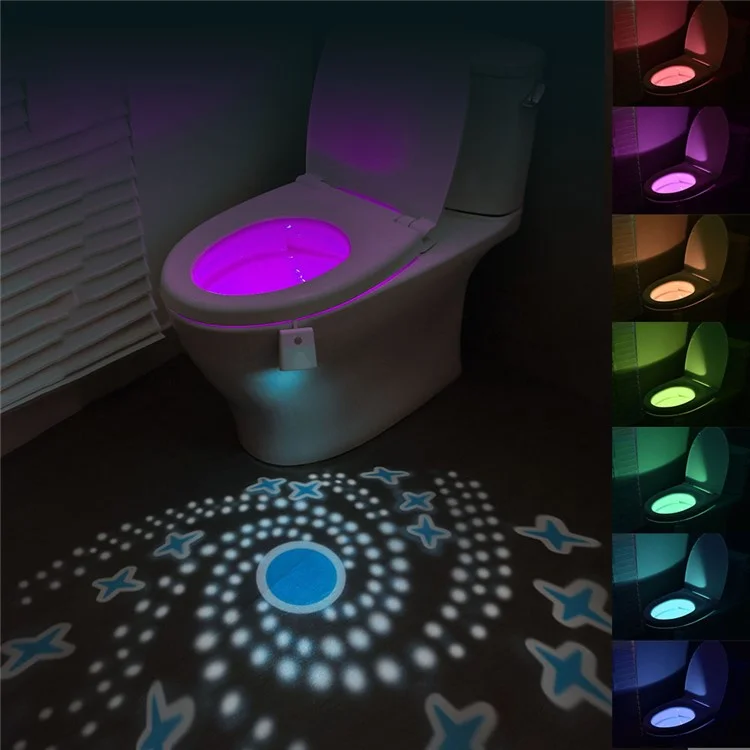 F16 Wiederaufladbare Toiletten-Licht RGB Ambiente Lampe mit Bewegungssensor Projektions-Nachtlicht