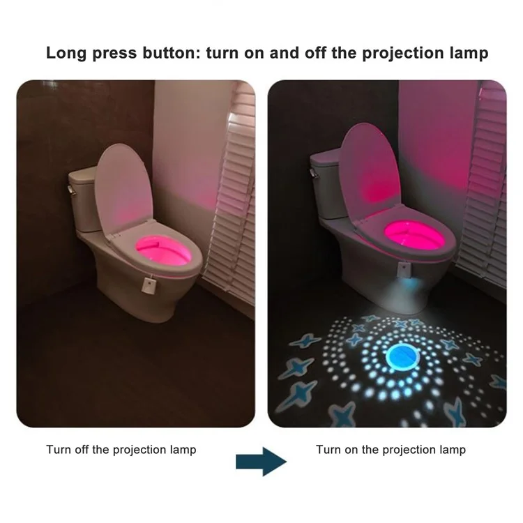 F16 Wiederaufladbare Toiletten-Licht RGB Ambiente Lampe mit Bewegungssensor Projektions-Nachtlicht