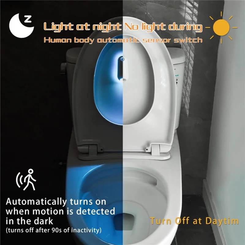 Luce notturna ambientale RGB a sensore di movimento ricaricabile per toilette, bagno, camera da letto e scale