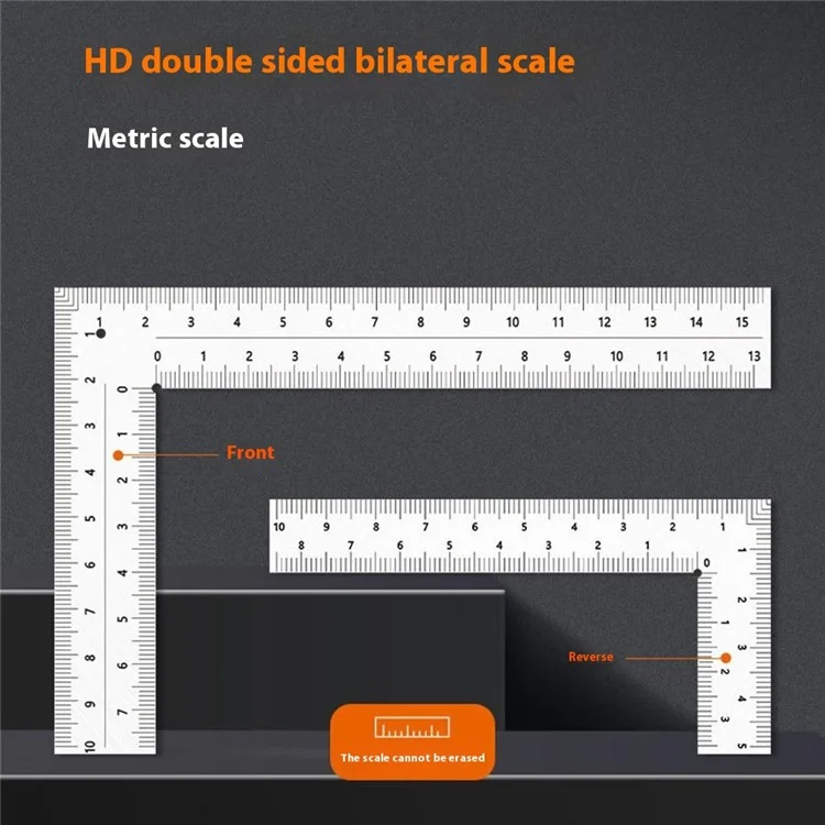 Righello ad L in acciaio inossidabile da 150x100 mm, strumento di misurazione di precisione per falegnameria e cuoio