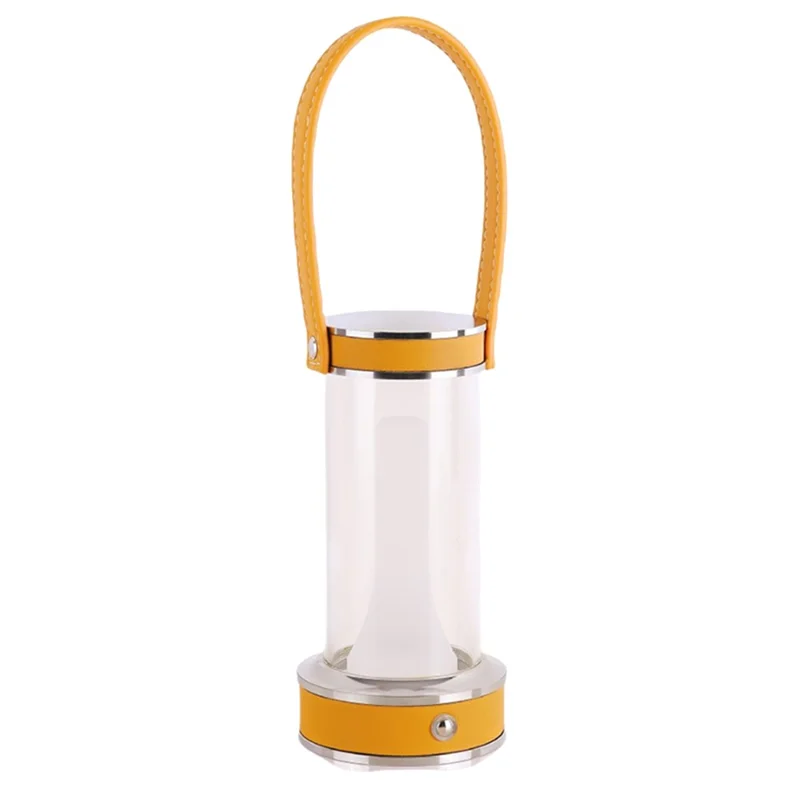 Rechargeable Camping Atmosphere Night Light Creative Leather Handle Touch Bedside Table Light - Orange