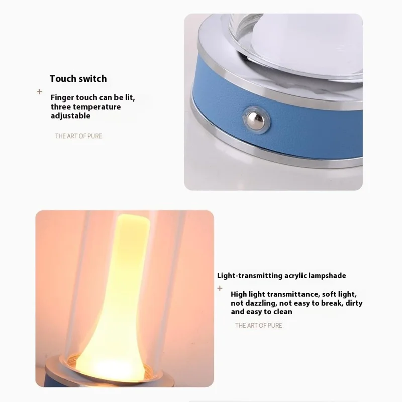 Rechargeable Camping Atmosphere Night Light Creative Leather Handle Touch Bedside Table Light - Orange