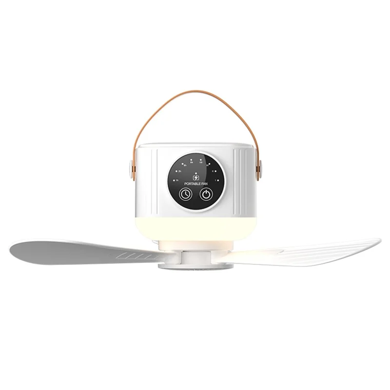 D01 Outdoor Portable Ceiling Fan Remote Control 3 Gears Hanging Camping Light with 3600mAh Battery - White