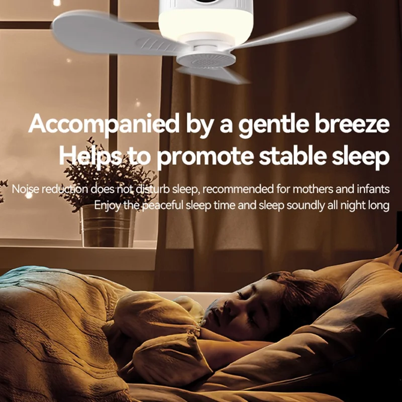 D01 Outdoor Portable Ceiling Fan Remote Control 3 Gears Hanging Camping Light with 3600mAh Battery - White
