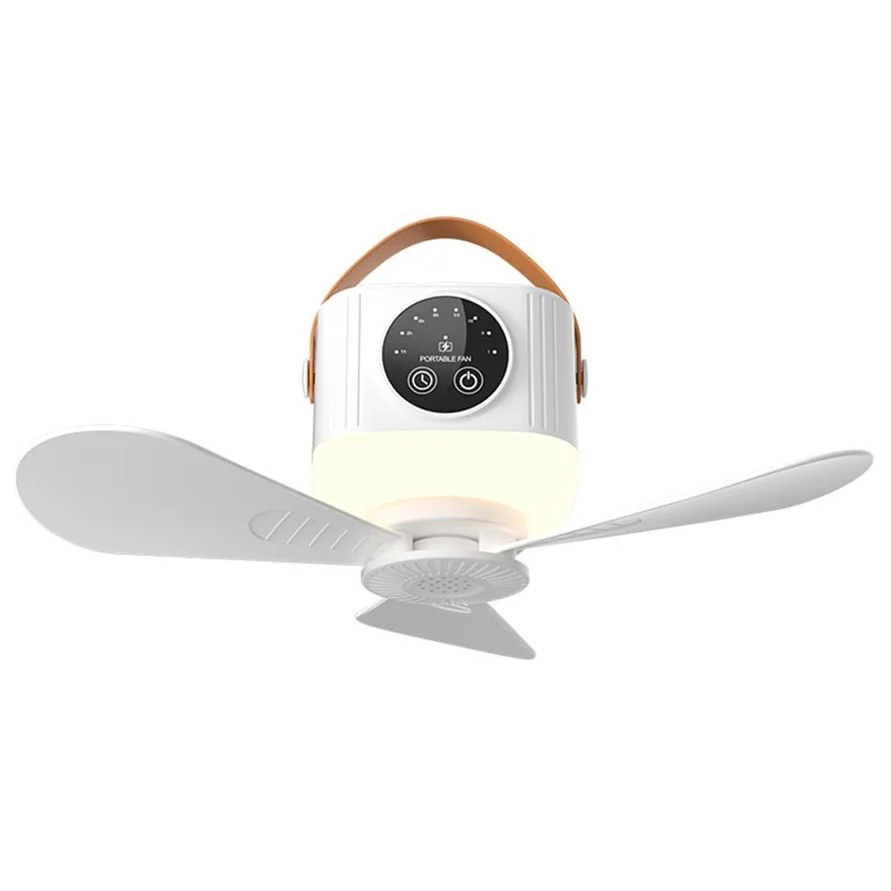 D01 Outdoor Portable Ceiling Fan Remote Control 3 Gears Hanging Camping Light with 3600mAh Battery - White