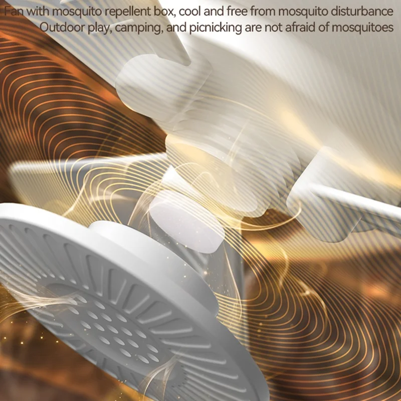 D01 Outdoor Portable Ceiling Fan Remote Control 3 Gears Hanging Camping Light with 3600mAh Battery - White