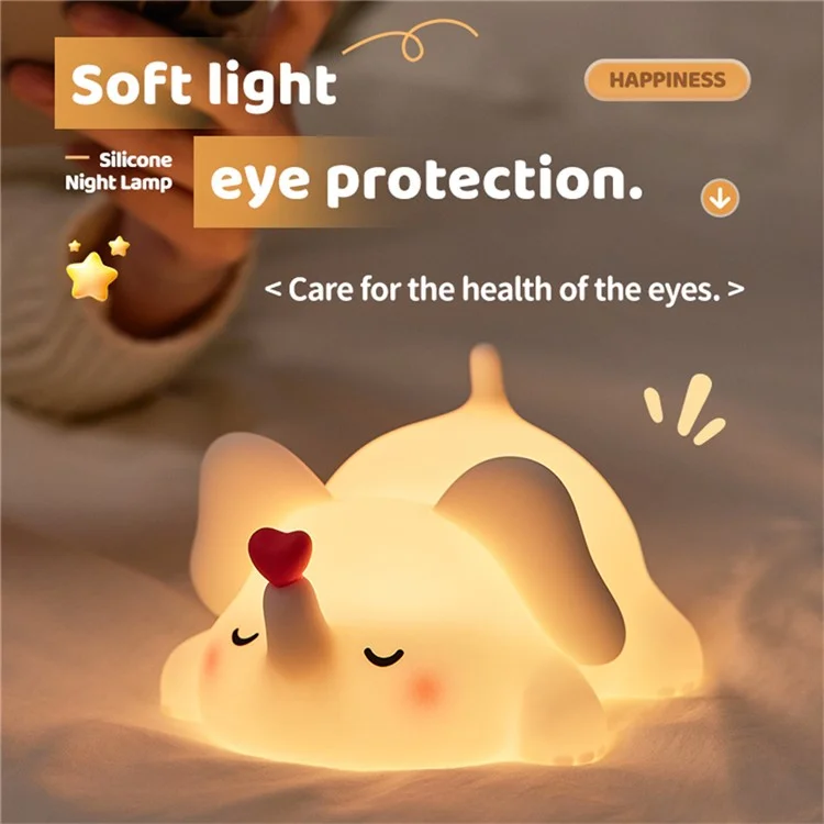 Lampe de nuit en silicone Éléphant Adorable pour Chambre d'Enfants - Lumière Tactile Rechargeable (Certifiée CE ROHS FCC CPC EN71)