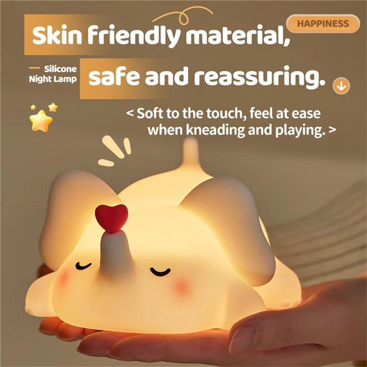 Lampe de nuit en silicone Éléphant Adorable pour Chambre d'Enfants - Lumière Tactile Rechargeable (Certifiée CE ROHS FCC CPC EN71)