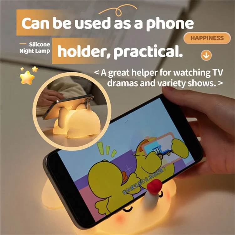 Lampe de nuit en silicone Éléphant Adorable pour Chambre d'Enfants - Lumière Tactile Rechargeable (Certifiée CE ROHS FCC CPC EN71)