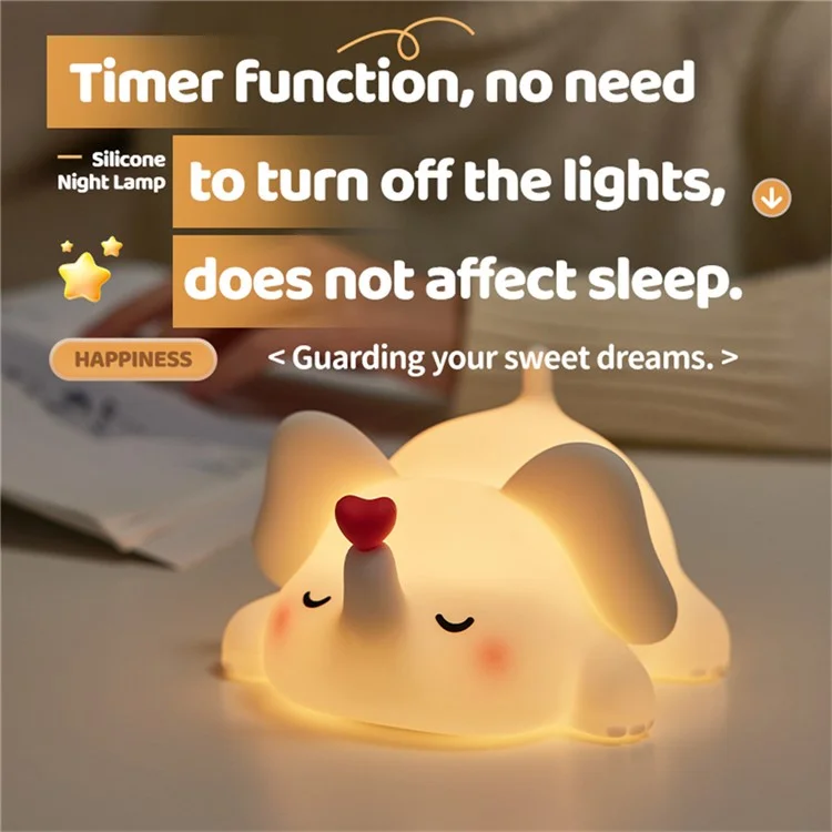 Lampe de nuit en silicone Éléphant Adorable pour Chambre d'Enfants - Lumière Tactile Rechargeable (Certifiée CE ROHS FCC CPC EN71)