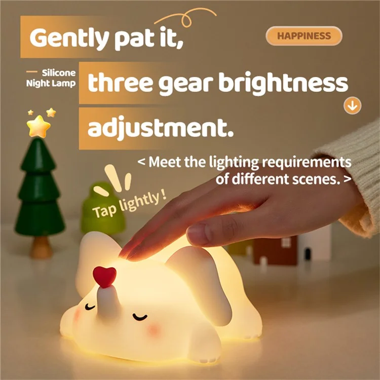 Lampe de nuit en silicone Éléphant Adorable pour Chambre d'Enfants - Lumière Tactile Rechargeable (Certifiée CE ROHS FCC CPC EN71)