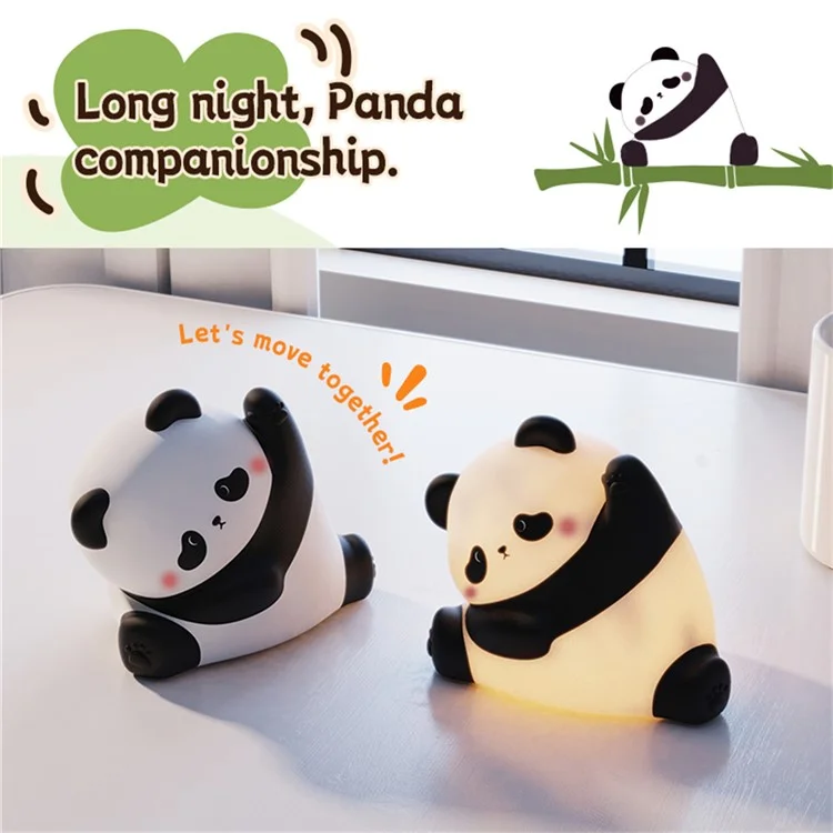Panda Silicone Night Lamp For Kids Bedroom USB Rechargeable Touch Control Light (CE ROHS FCC CPC EN71 Certified)