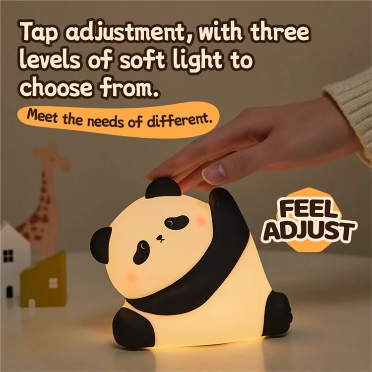 Panda Silicone Night Lamp For Kids Bedroom USB Rechargeable Touch Control Light (CE ROHS FCC CPC EN71 Certified)