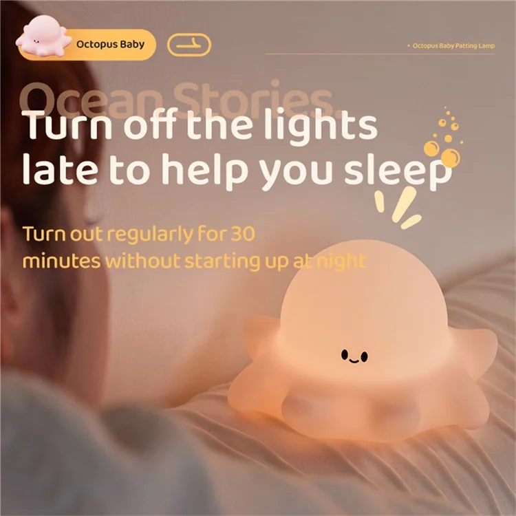 Lampe de nuit en silicone Pieuvre pour Chambre d'Enfants - Veilleuse USB Tactile Rechargeable (Certifiée CE ROHS FCC)