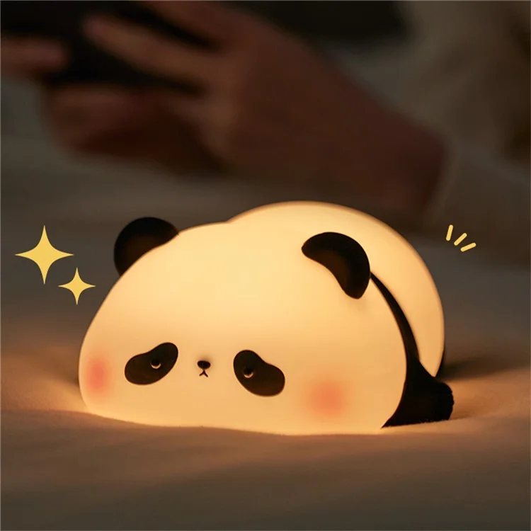 Lampe de nuit en silicone Panda pour chambre d'enfant, rechargeable USB, contrôle vocal, veilleuse de chevet (Certifiée CE ROHS FCC CPC EN71)