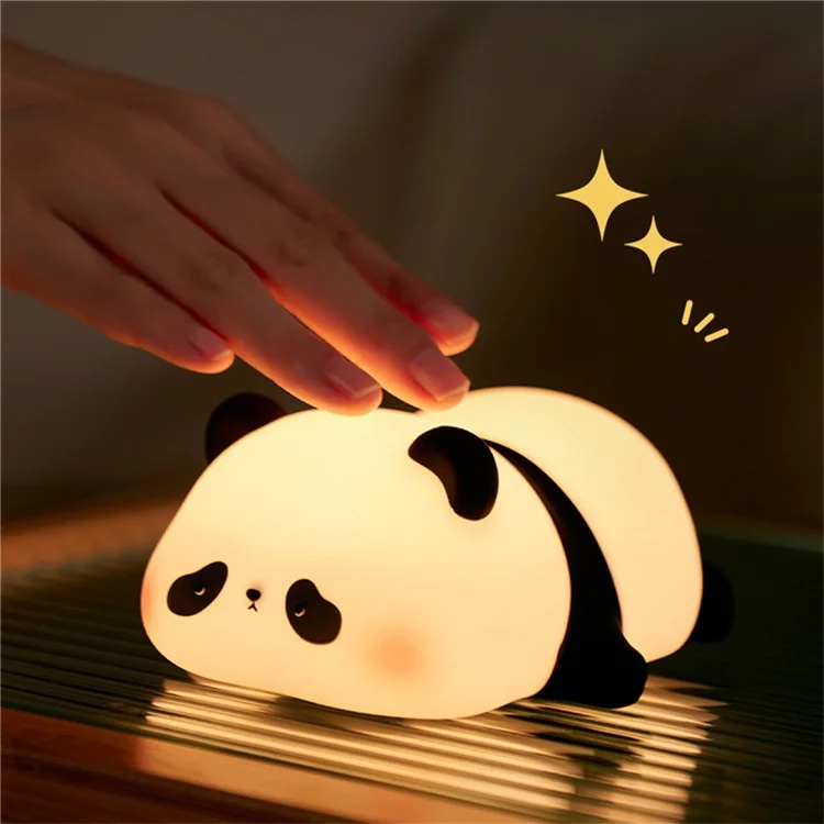 Lampe de nuit en silicone Panda pour chambre d'enfant, rechargeable USB, contrôle vocal, veilleuse de chevet (Certifiée CE ROHS FCC CPC EN71)
