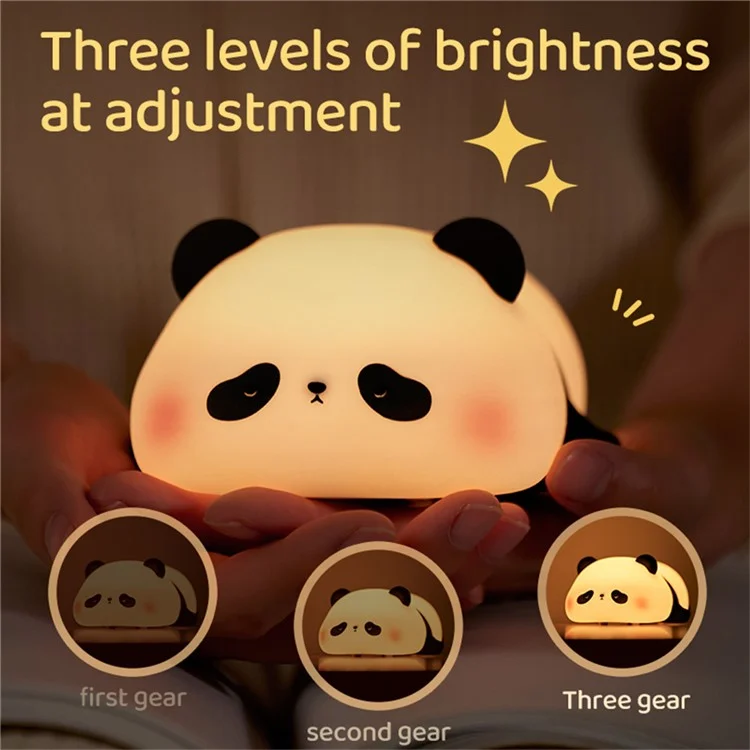 Lampe de nuit en silicone Panda pour chambre d'enfant, rechargeable USB, contrôle vocal, veilleuse de chevet (Certifiée CE ROHS FCC CPC EN71)