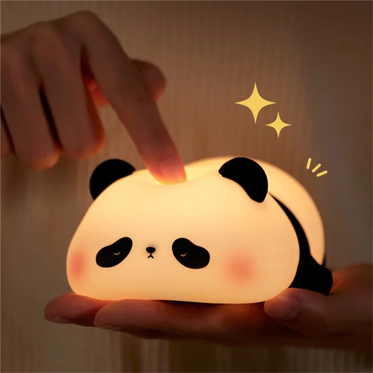 Lampe de nuit en silicone Panda pour chambre d'enfant, rechargeable USB, contrôle vocal, veilleuse de chevet (Certifiée CE ROHS FCC CPC EN71)