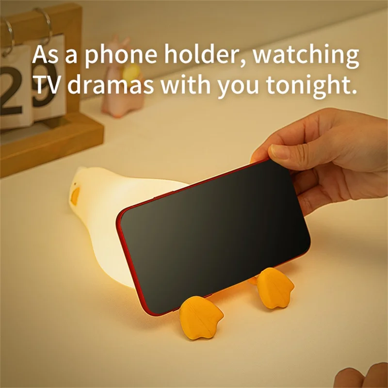 Lying Duck Silicone Night Lamp For Kids Bedroom USB Rechargeable Voice Control Bedside Light (CE ROHS FCC CPC EN71 Certified)