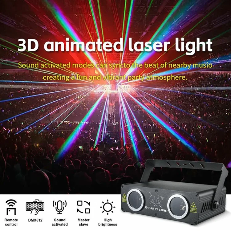 Double Projector Full Color 3D Animation Laser Light RGB Atmosphere Projection Stage Light