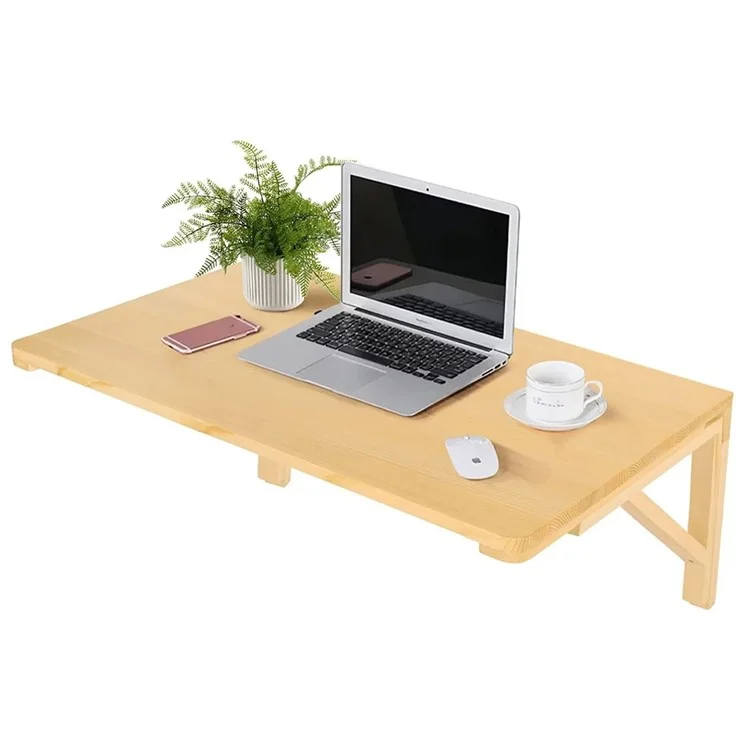 Mesa de madera plegable de 100 x 60 cm montada en la pared, ahorra espacio para comedor / ordenador / estudio