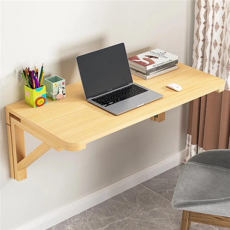 Mesa de madera plegable de 100 x 60 cm montada en la pared, ahorra espacio para comedor / ordenador / estudio