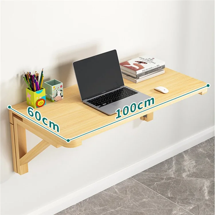 Mesa de madera plegable de 100 x 60 cm montada en la pared, ahorra espacio para comedor / ordenador / estudio