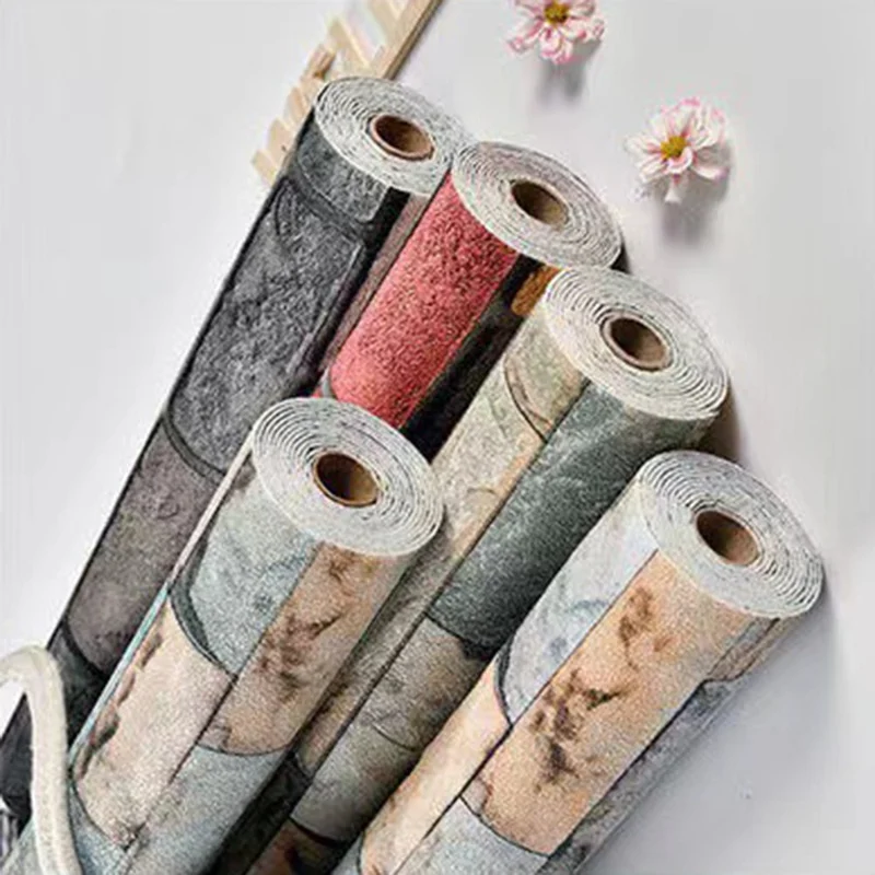 50cm Width Vintage 3D Brick Pattern Self Adhesive Wallpaper Waterproof Living Room Wall Sticker, Length: 10m - Grey Brick