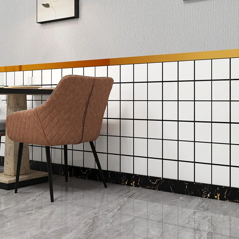 60cm Width Grid Pattern Tile Effect Self Adhesive Wallpaper Moisture Proof Wall Sticker, Length: 10m - Medium Grid