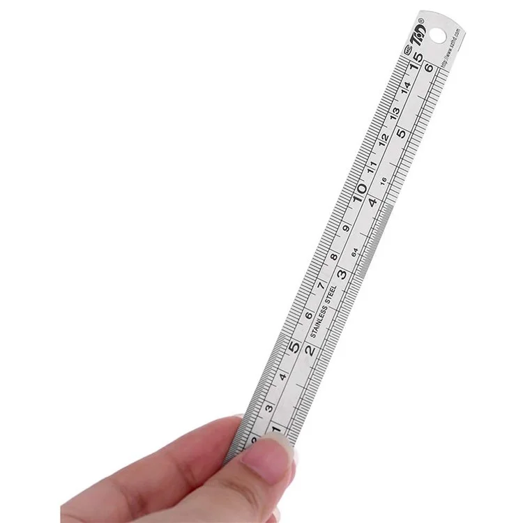 Conjunto de Réguas Retas de Aço Inoxidável THD de 12 Polegadas + 6 Polegadas para Engenharia, Escola, Escritório e Medição de Precisão