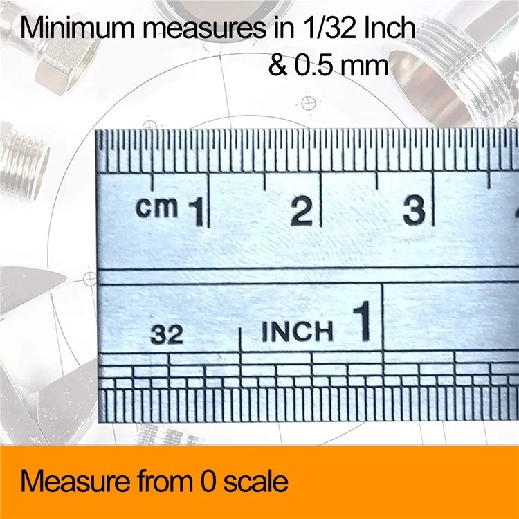 Conjunto de Réguas Retas de Aço Inoxidável THD de 12 Polegadas + 6 Polegadas para Engenharia, Escola, Escritório e Medição de Precisão