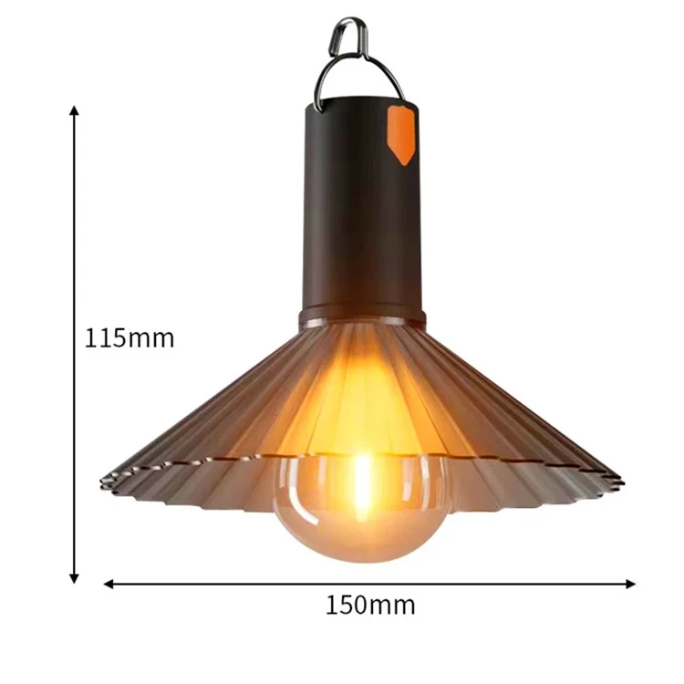 Luce da Campeggio Portatile Stringa di Luci Festivaliere Lampada Notturna Decorazione Esterna per Tenda di Natale Illuminazione d'Atmosfera Design Lampadina Ovale - Nero