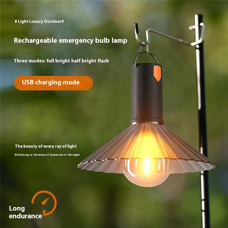Luce da Campeggio Portatile Stringa di Luci Festivaliere Lampada Notturna Decorazione Esterna per Tenda di Natale Illuminazione d'Atmosfera Design Lampadina Ovale - Nero