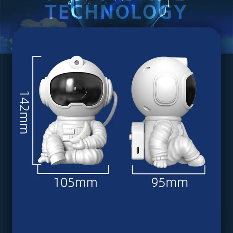 Sitting Astronaut Night Lamp 360 Degree Rotating Star Projector Remote Control Mood Light for Bedroom