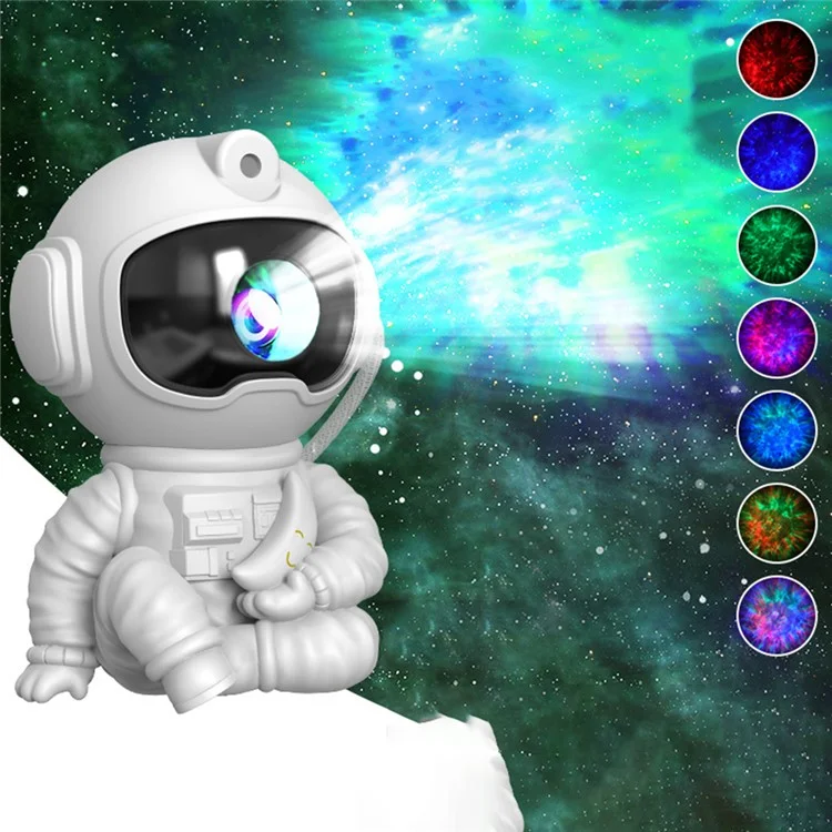 Sitting Astronaut Night Lamp 360 Degree Rotating Star Projector Remote Control Mood Light for Bedroom