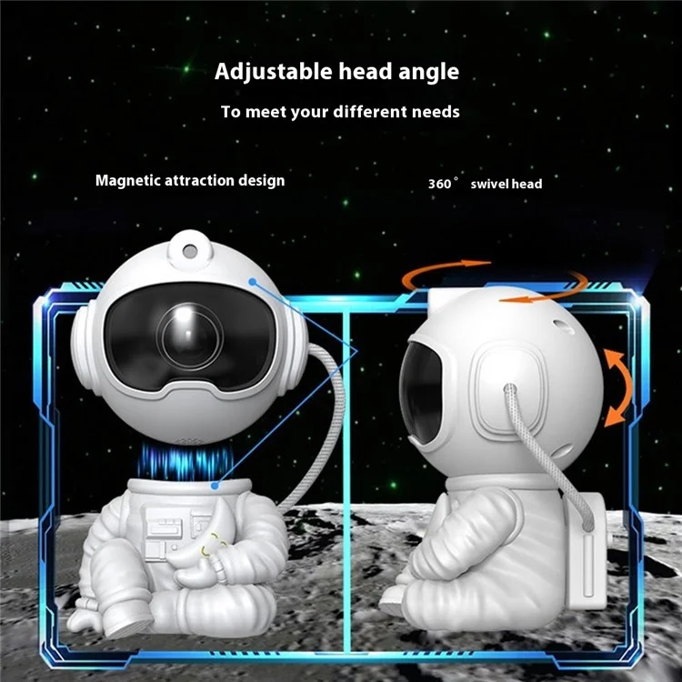Sitting Astronaut Night Lamp 360 Degree Rotating Star Projector Remote Control Mood Light for Bedroom