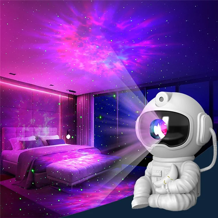 Sitting Astronaut Night Lamp 360 Degree Rotating Star Projector Remote Control Mood Light for Bedroom