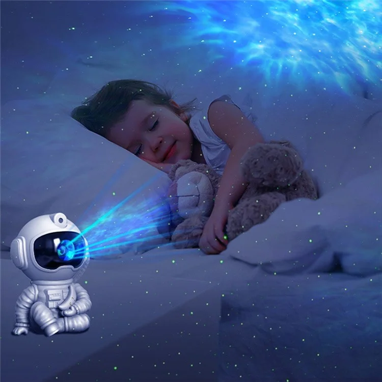 Sitting Astronaut Night Lamp 360 Degree Rotating Star Projector Remote Control Mood Light for Bedroom