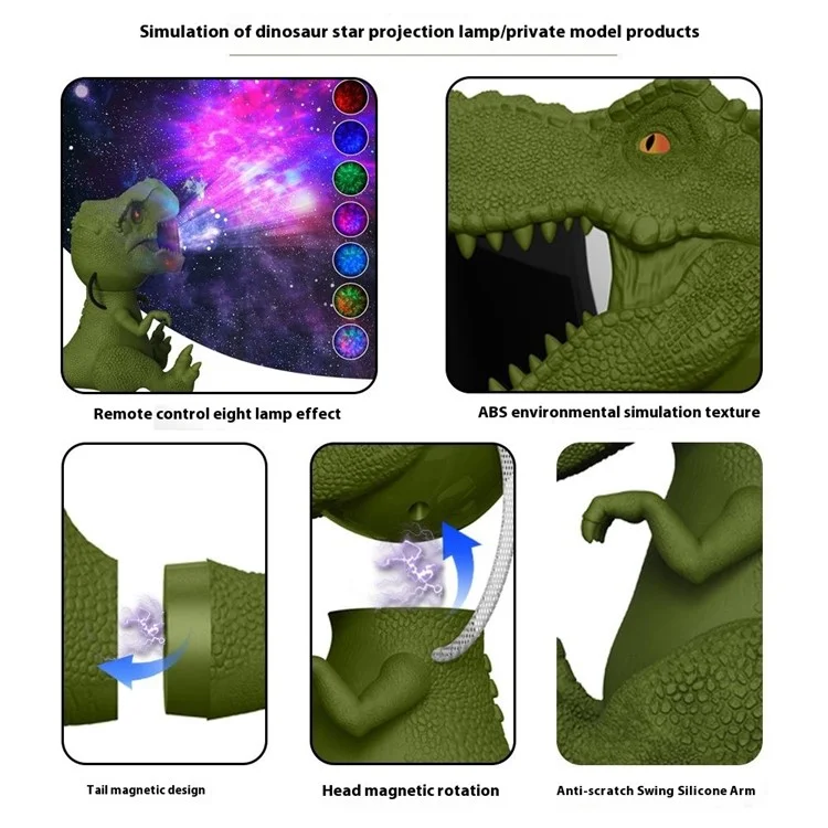Dinosaur Star Projector Night Light Magnetic Rotating Projection Atmosphere Lamp for Room Decor