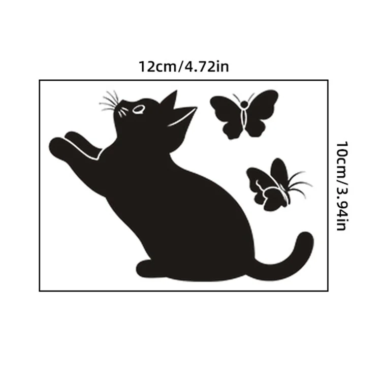 12 x 10cm Cartoon Cat and Butterfly Pattern Wall Decal for Children Room Removable PVC Sticker