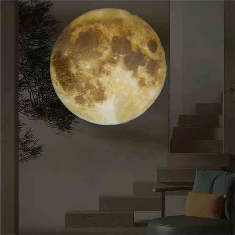 Magnetic Moon Earth Projection Lamp Night Light Photography Prop Rechargeable Atmosphere Light - Black