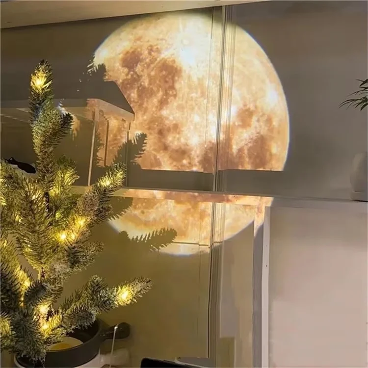Magnetic Moon Earth Projection Lamp Night Light Photography Prop Rechargeable Atmosphere Light - Black