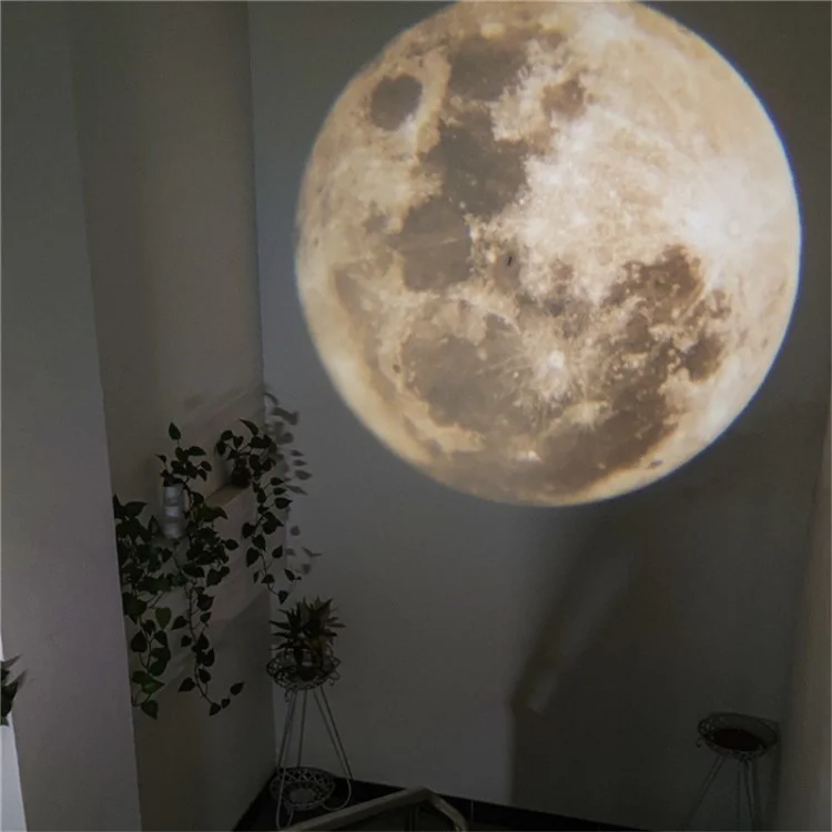 Magnetic Moon Earth Projection Lamp Night Light Photography Prop Rechargeable Atmosphere Light - Black