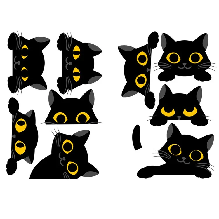 Sticker interrupteur PVC Motif chat noir Autocollant mural amovible Décoration d'intérieur pour chambre à coucher Salon