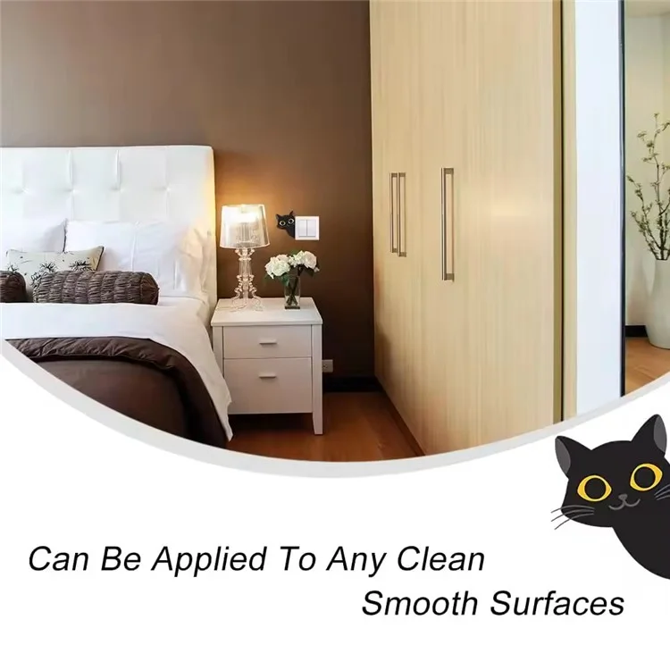 Sticker interrupteur PVC Motif chat noir Autocollant mural amovible Décoration d'intérieur pour chambre à coucher Salon