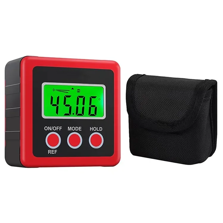 3-Tasten Digitaler Winkelfinder Magnetischer Zimmermanns-Neigungsmesser Wasserwaage Inklinometer - Rot
